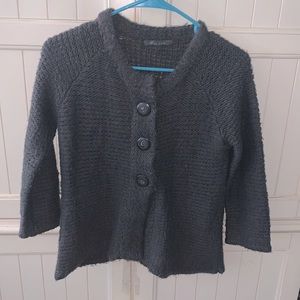 Miss Life Three-Button Gray Cardigan